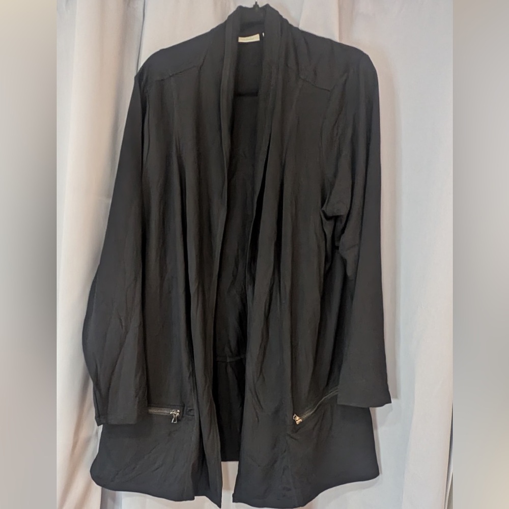 Loco Lounge Black Open Front Jacket with Zip Pockets | Size 3X